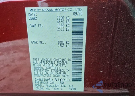 2020 Nissan Leaf Sl Plus from USA, damaged, VIN 1N4BZ1DP3LC310311